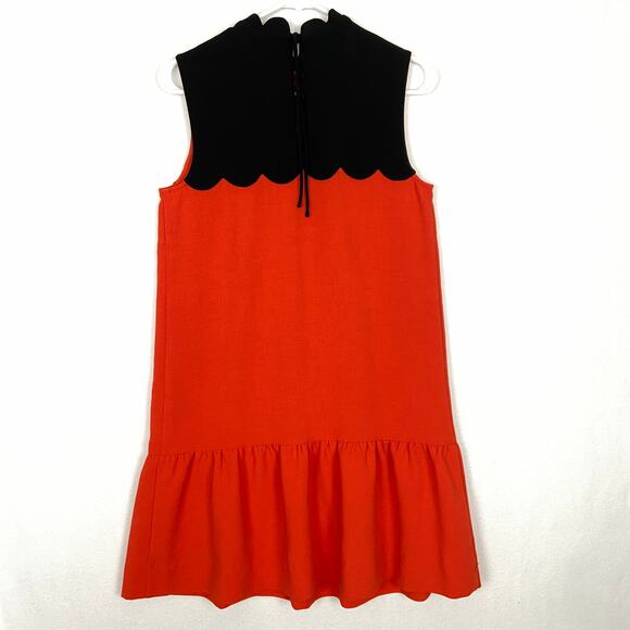 Victoria Beckham for Target Orange Black Scallop Sleeveless Short Dress Small - Picture 4 of 9